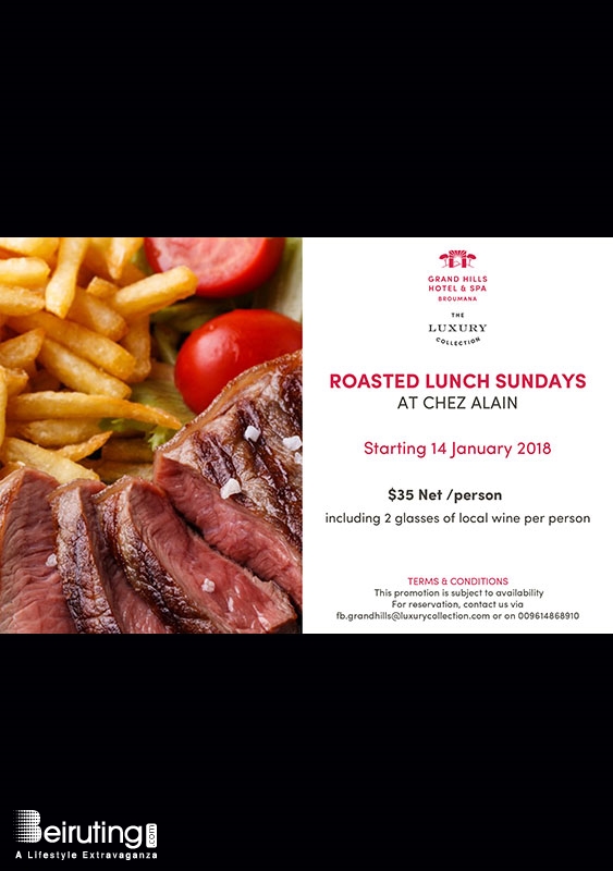 Grand Hills  Broumana Social Event Roasted Lunch Sundays at Chez Alain Lebanon