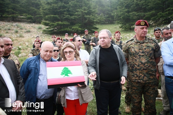 Outdoor Cedar tree in memory of the Lebanese Commandos Regiment founder Lebanon