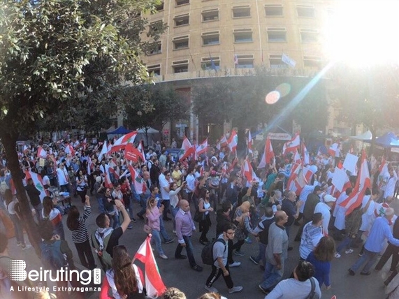 Outdoor Lebanese protesters celebrate Independence Day Lebanon